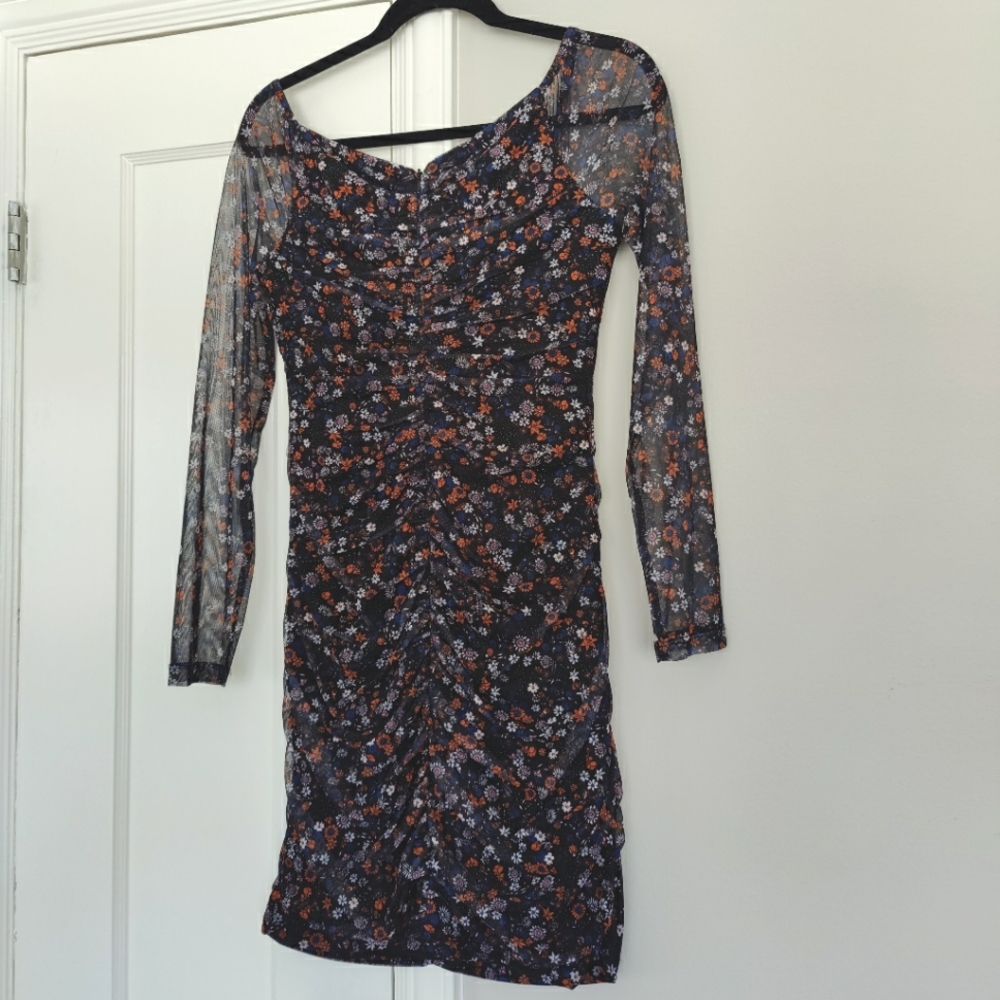 BCBGeneration Dark Mesh Floral Mini Dress | 8 - Picture 13 of 16